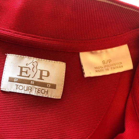 EP Pro Tour Tech Red 1/4 Zip Gold Trim Golf Polo - Picture 3 of 11